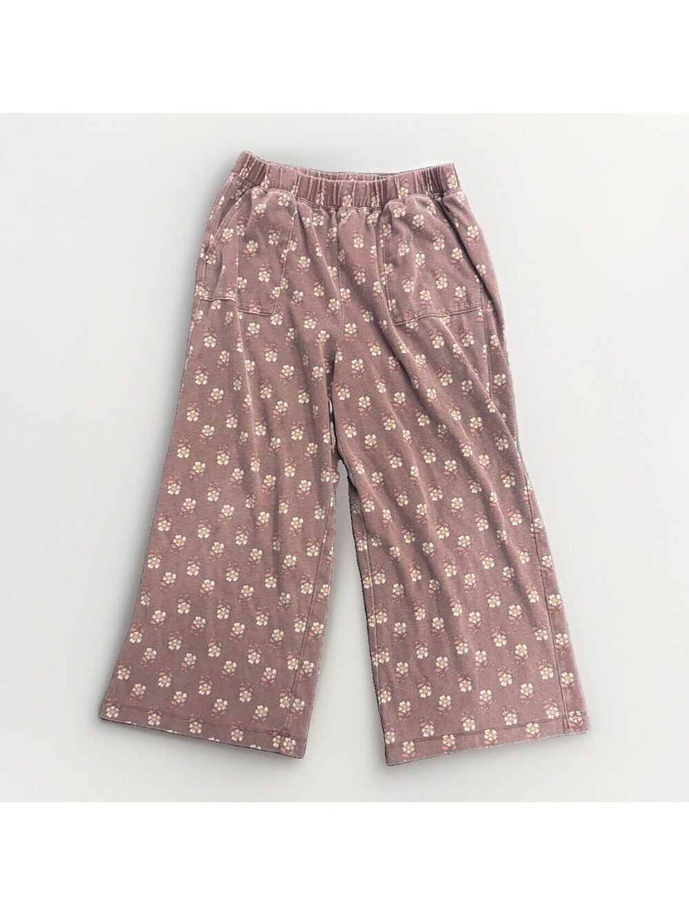 Girls Dip Floral Wide Leg Pants Size L 10-12 Eco-Friendly Elastic Waist EUC